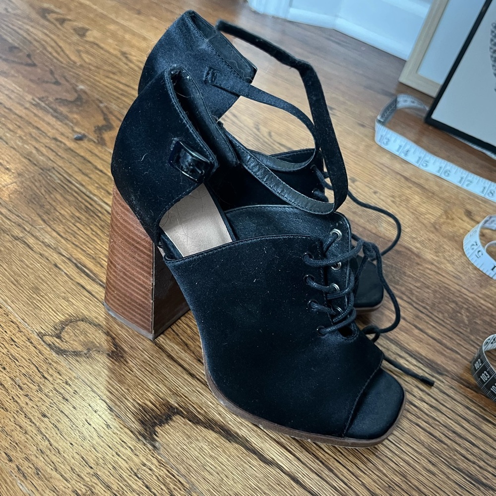 ASOS black lace up wedge heels